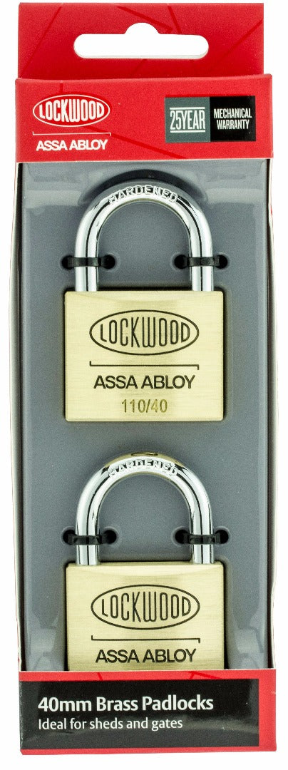 Lockwood 40mm Brass Padlock 2 Pack