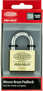 Lockwood 40mm Brass Padlock 1 Pack