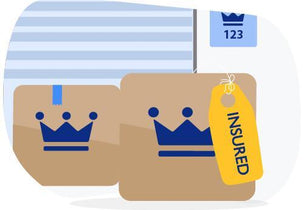 This illustration shows an 'insured' tag on a Storage King box, representing self-storage insurance. While our facilities provide excellent physical security, insurance offers financial protection for your valuables against unforeseen events, providing total peace of mind.