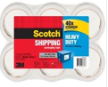 Scotch Heavy Duty Shipping Packaging Tape , 48mm x 50 m Heavy Duty Shipping, 6 rolls/ Pack
